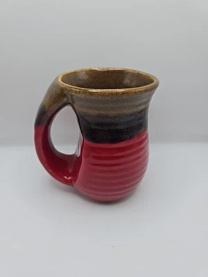 Vintage Glazed Drip Pottery Coffee Mug Ripple Farmhouse Bohemian  - Image 1 of 4