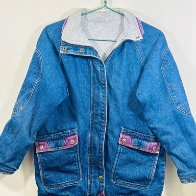 De colección. Abrigo Chaqueta Jeans Current Seen Azul Denim Cremallera Tareas Grande Mujer Pequeño Foto 1 de 4