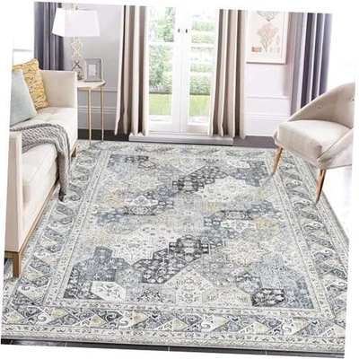 Alfombra Lavable 5x7 Alfombras de Área para Sala Dormitorio Alfombra Floral Lavable a Máquina  Foto 1 de 4