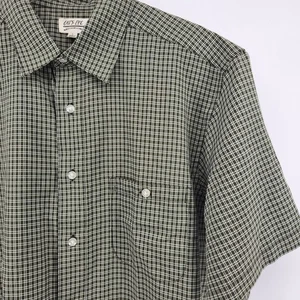 Cat's Eye Men's Short Sleeve Collared Button Up Shirt Green Plaid Size L - Picture 1 of 5