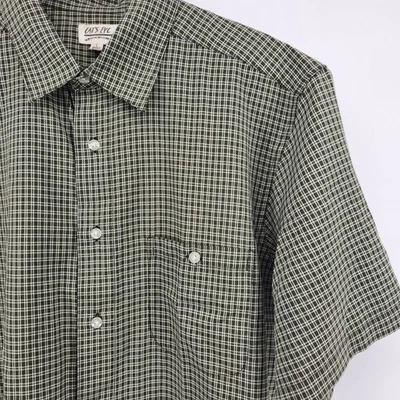Cat's Eye Men's Short Sleeve Collared Button Up Shirt Green Plaid Size L - Image 1 of 4