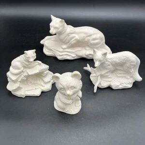 Konvolut 4 unbemalte Biskuit-Wildtiere 80er Jahre - Bild 1 von 10