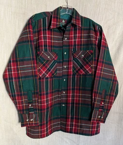 VTG High Sierra Tartan Plaid Quilted Wool Jacket Lined Shacket, Green Red, M - Picture 1 of 14
