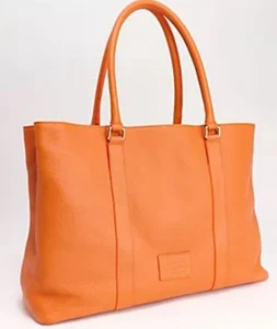 Bolso de Mano Terrida The Colorful de Cuero Naranja Italia Doble Asas Cartera de Viaje - Imagen 1 de 11