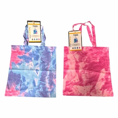Lote de 2 Sacolas Tote de Lona Tie-Dye (TD800) – Novas com Etiquetas - Imagem 1 de 4