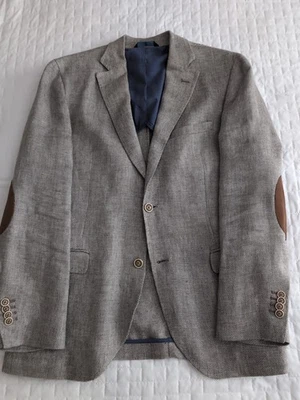 Blazer de lino Massimo Dutti para hombre talla 42 tostado espiga parcialmente forrado usado en excelente estado Foto 1 de 4