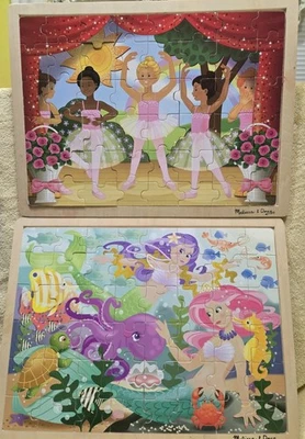 Rompecabezas de madera Melissa & Doug 2-48 piezas Sirena Fantasea y Ballet Performance Usados en Excelente Condición Foto 1 de 4