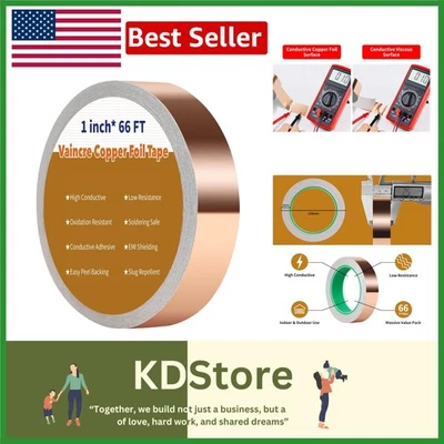 Dual-Conductive Copper Tape 66ft — Versatile Grounding, Shielding & Crafts - Image 1 of 4