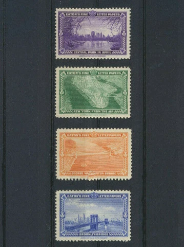 Eaton Paper Corporation 1939 4 Diff Mint NH New York City  Views Poster Stamps Cover