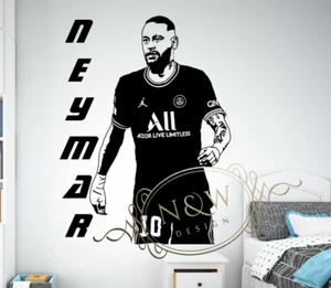 Neymar Junior PSG Football Player Wall Kids Bedroom Children Decor Vinyl Sticker - Picture 1 of 9