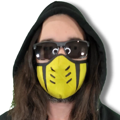 Máscara facial Yellow Scorpion Mortal Kombat jogo de festa cosplay fantasia sub-zero EDC - Imagem 1 de 4