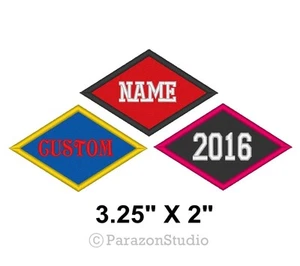 Custom Embroidered Name Tag Title Patch Diamond Biker Outlaw Badge 3.25" X 2" - Picture 1 of 11