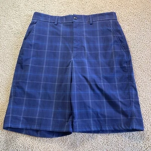 Kirkland Signature Mens Size 32 Bermuda Shorts Blue Plaid Polyester Tech Board - Picture 1 of 10