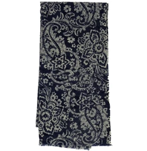 $145 Altea Blue and White floral Scarf Made in Italy 100% Wool - Picture 1 of 3