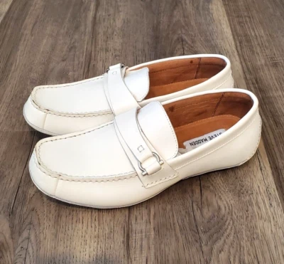 NUEVO EN CAJA Steven Madden Hombres Talla 10D Blanco Mocasines Sin Cordones Puntera Cuadrada Zapatos Informales Foto 1 de 4