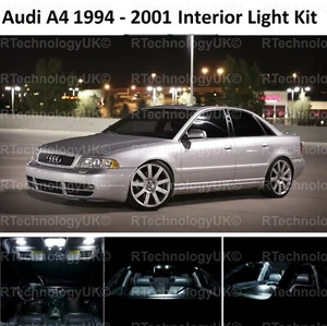 PREMIUM for Audi B5 A4 S4 1994-2001 INTERIOR WHITE UPGRADE LED LIGHT BULBS KIT - Picture 1 of 1