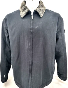 Lost Enterprises Vtg Black Fleece Lined Full Zip Collared Jacket Coat Men's XL - Picture 1 of 9