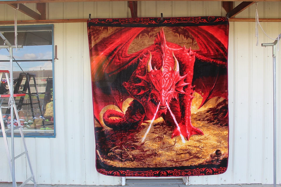 Anne Stokes Dragons Lair Queen Size Raschel Plush Dragon Throw Blanket 79X94 in