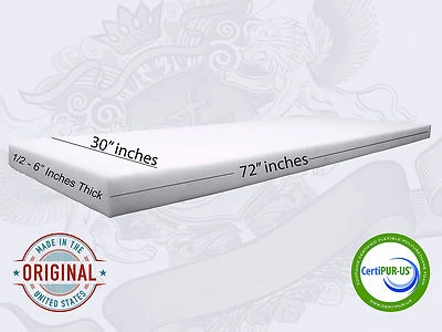 30" x 72" Upholstery Cushion Replacement Foam Sheet - Made in USA FREE SHIPPING - Image 1 of 2