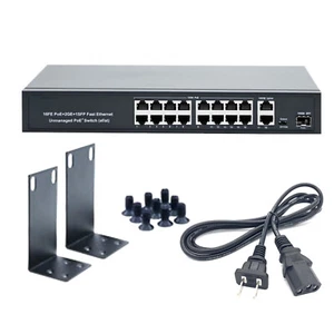 16+2+1 Port POE Switch 10/100Mbps IEEE802.3af/at AC100-240V Network Device Part - Picture 1 of 19
