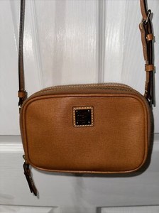New Dooney & Bourne Brown Sawyer Dual Zip Leather Camera Crossbody Handbag