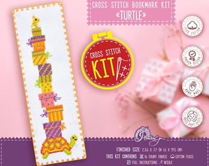 Turtle bookmark cross stitch kit - Cute Ocean animal embroidery kit - Picture 1 of 8