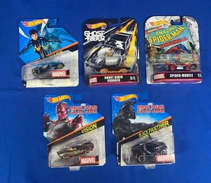 MATTEL HOT WHEELS MARVEL SPIDERMAN GHOST RIDER BLACK PANTHER VISION WASP - Picture 1 of 9