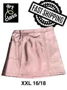 Girls Art Class Faux Leather Skirt Girls Pink Metallic NWT XXL 16/18 FAST SHIP! - Picture 1 of 7