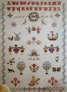 1983 DUTCH VINTAGE CROSS STITCH CHART PATTERN DUTCH SAMPLER TRADITIONAL STYLE - Picture 1 of 2
