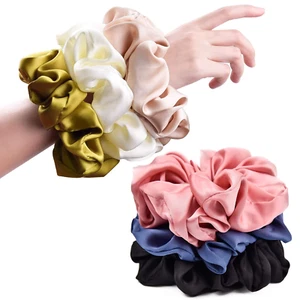 Scrunchie grandi in vera seta da donna 6,3 pollici grandi in raso oversize Sil - Foto 1 di 12