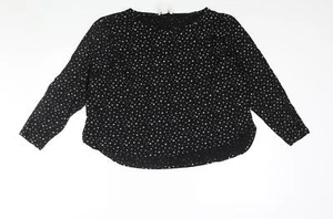 H&M Womens Black Geometric Cotton Basic Blouse Size XL Roll Neck - Star Print - Picture 1 of 10