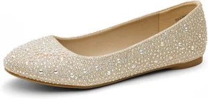 Women's Dream Pairs Gold Sole-Shine Rhinestone Ballet Flats Shoes Size 8.5 - Picture 1 of 8