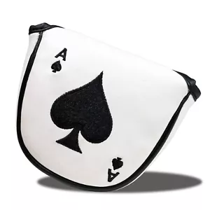 JP Lann Ace of Spades Mallet Magnetic Putter Golf Head Cover White Black NEW - Picture 1 of 4