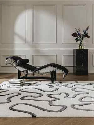 Handgetufteter Teppich Neu Viskose Schiefmuster Teppich für Wohnzimmerteppich... - Bild 1 von 3