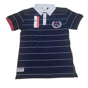 Camisa Polo Sparco Azul Rayas Logo Carreras Campeones del Mundo Para Hombres Nueva Con Etiquetas Talla XS - Imagen 1 de 7