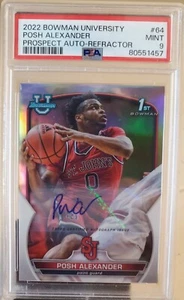 POSH ALEXANDER 2022 Bowman U 1st Auto Rookie Card PSA 9 #/499 DAYTON Refractor - Picture 1 of 2