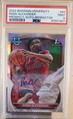Tarjeta de novato POSH ALEXANDER 2022 Bowman U 1st Auto PSA 9 #/499 refractor Dayton Foto 1 de 2