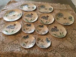 12 Lenox Schmetterlingswiese~Monarch Hibiskus~Service/4~ Speiseteller~Salat~Beilagenteller - Bild 1 von 13