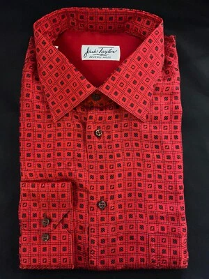 Camisa social masculina Jack Taylor Beverly Hills estampada vermelha LS grande 100% seda nova com etiquetas - Imagem 1 de 4
