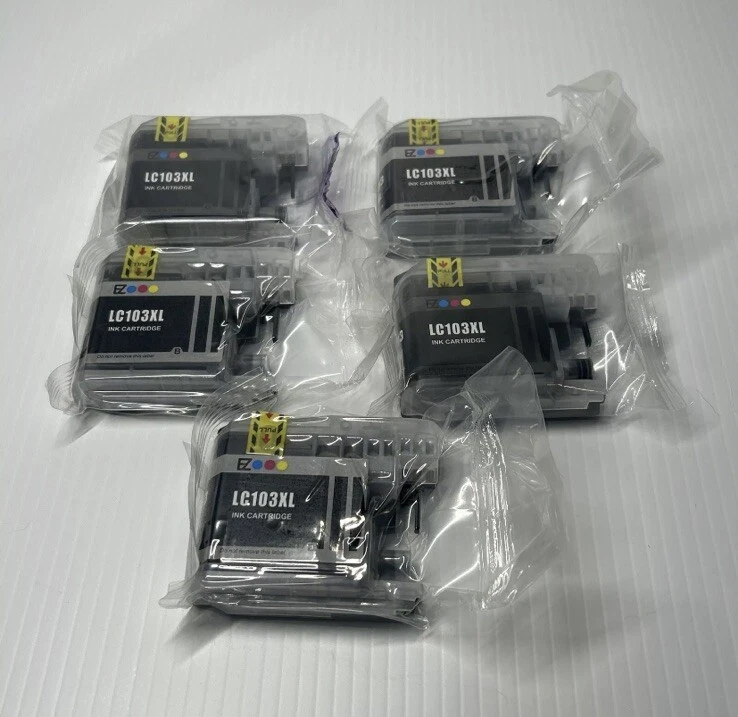 EZ Ink Cartridges for Brother LC103XL Black New Sealed NIP 5 Pcs - Image 1 of 4