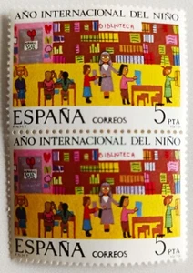 España Bloque de 2 Sellos Edifil 2519, Año Internacional del Niño. - Imagen 1 de 2