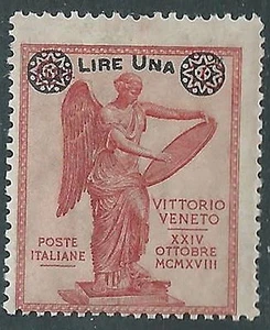 1924 REGNO SOPRASTAMPATO VITTORIA 1 LIRA SU 10 CENT MNH ** - E49 - Bild 1 von 1