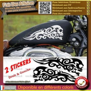 Set 2 Aufkleber Sticker Totenkopf Tribal Motorrad Flamme Bobber Harley Custom - Bild 1 von 1