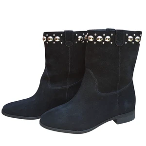 Michael Kors Hayes schwarze Wildleder Nieten Stiefeletten Booties 7 NEU - Bild 1 von 7