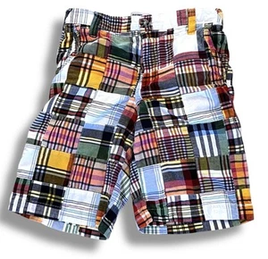 VTG Y2K Patchwork Madras Long Board Shorts Old Navy Boys Size 10 X-tra Pockets - Picture 1 of 6