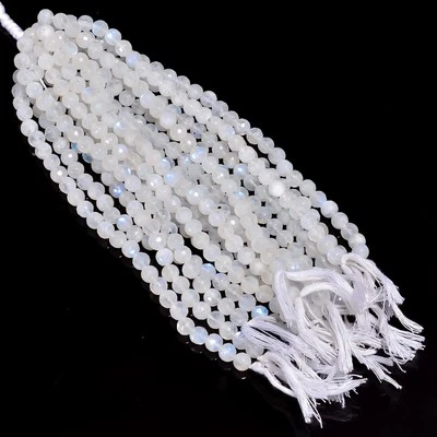 Piedra preciosa de piedra lunar arco iris natural cuentas facetadas redondas 7X7 mm hilo 6" AB-718 Foto 1 de 4