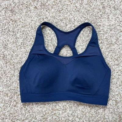 GYMSHARK Women’s Girls New Navy Gym Fitness Sports Bra With Logo Size Medium - Image 1 of 4