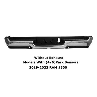 Rear Bumper Assembly For 2019-2022 Ram 1500 w/ Park Assist w/o Exhaust -Chrome - Image 1 of 4