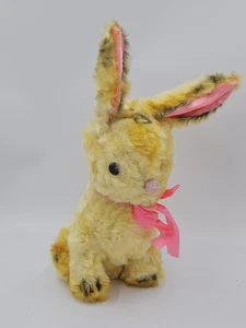 Vintage Plüschtier Hase Kaninchen gelb mit rosa Band 17 Zoll groß Ostern Frühling - Bild 1 von 7