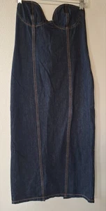 Vestido midi sin tirantes de mezclilla oscuro talla M de Lioness para mujer - Imagen 1 de 7